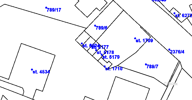 Parcela st. 5178 v KÚ Jablonec nad Nisou, Katastrální mapa