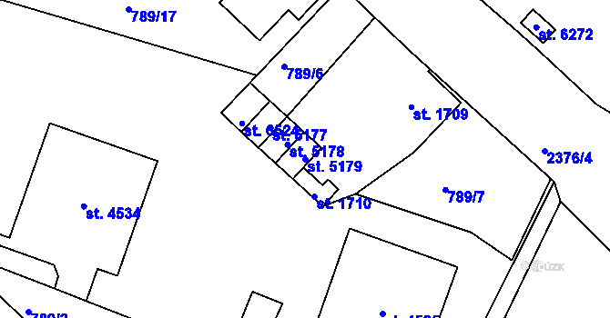 Parcela st. 5179 v KÚ Jablonec nad Nisou, Katastrální mapa