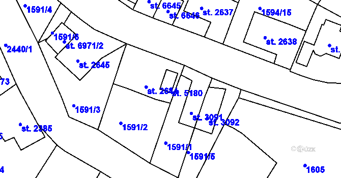 Parcela st. 5180 v KÚ Jablonec nad Nisou, Katastrální mapa