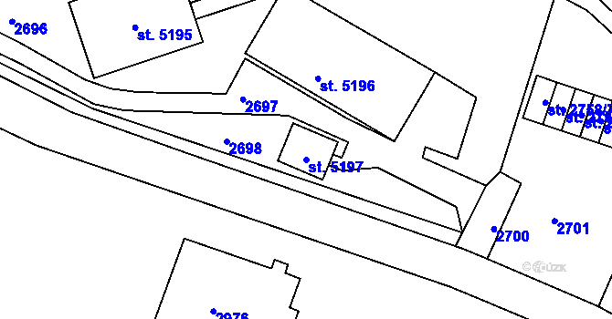 Parcela st. 5197 v KÚ Jablonec nad Nisou, Katastrální mapa