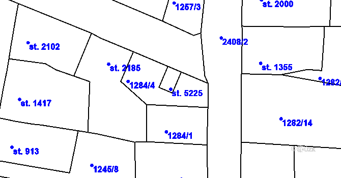 Parcela st. 5225 v KÚ Jablonec nad Nisou, Katastrální mapa