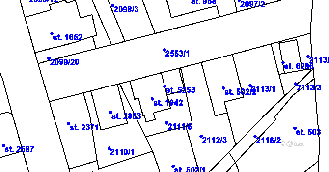 Parcela st. 5253 v KÚ Jablonec nad Nisou, Katastrální mapa