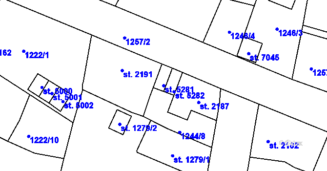 Parcela st. 5281 v KÚ Jablonec nad Nisou, Katastrální mapa