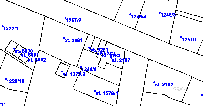 Parcela st. 5283 v KÚ Jablonec nad Nisou, Katastrální mapa