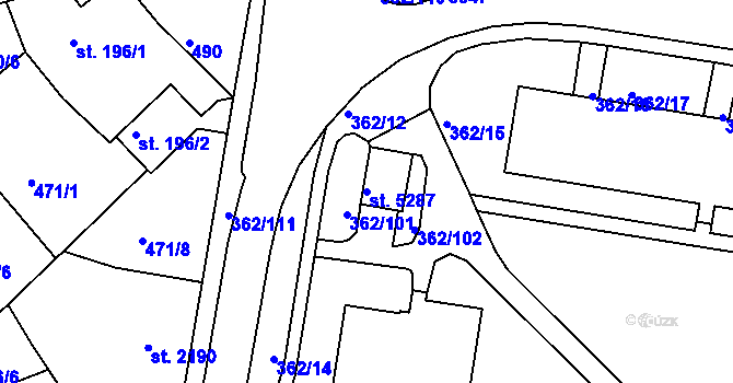 Parcela st. 5287 v KÚ Jablonec nad Nisou, Katastrální mapa