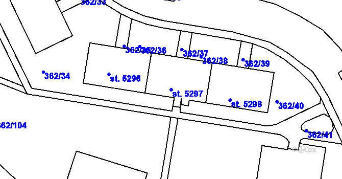 Parcela st. 5297 v KÚ Jablonec nad Nisou, Katastrální mapa