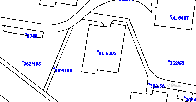 Parcela st. 5302 v KÚ Jablonec nad Nisou, Katastrální mapa