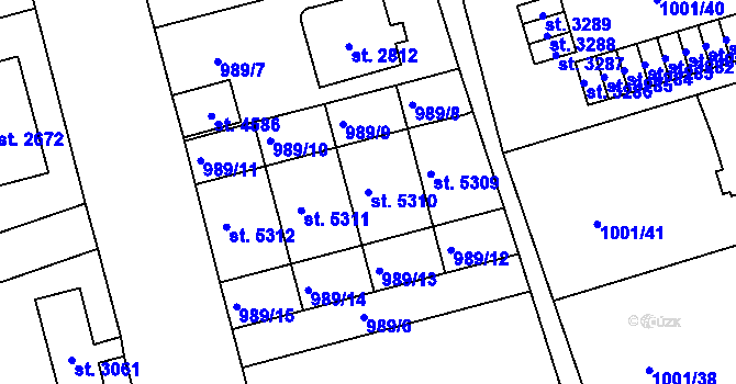 Parcela st. 5310 v KÚ Jablonec nad Nisou, Katastrální mapa