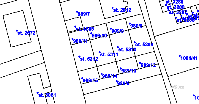 Parcela st. 5311 v KÚ Jablonec nad Nisou, Katastrální mapa