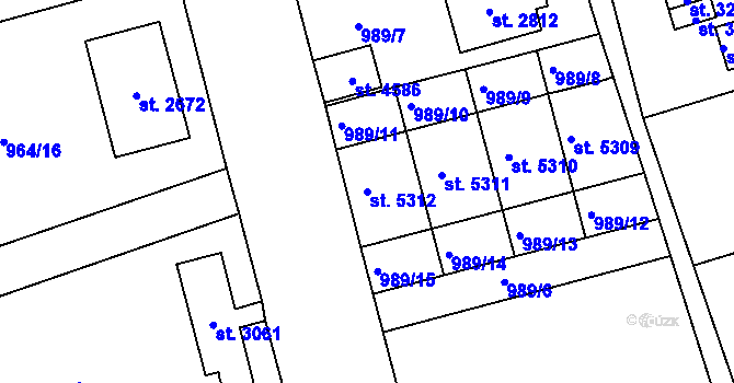Parcela st. 5312 v KÚ Jablonec nad Nisou, Katastrální mapa