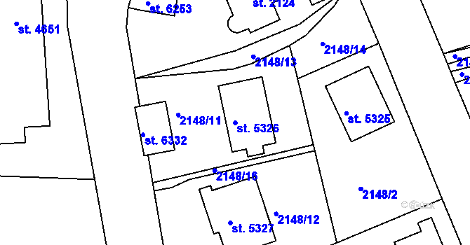 Parcela st. 5326 v KÚ Jablonec nad Nisou, Katastrální mapa