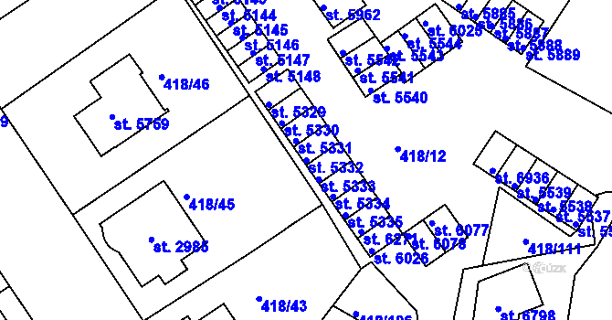 Parcela st. 5332 v KÚ Jablonec nad Nisou, Katastrální mapa