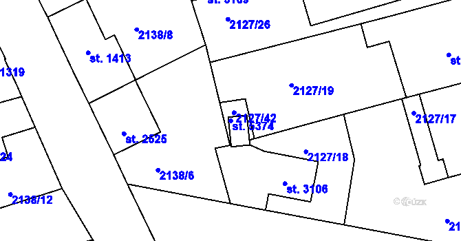 Parcela st. 5374 v KÚ Jablonec nad Nisou, Katastrální mapa