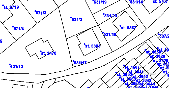 Parcela st. 5383 v KÚ Jablonec nad Nisou, Katastrální mapa