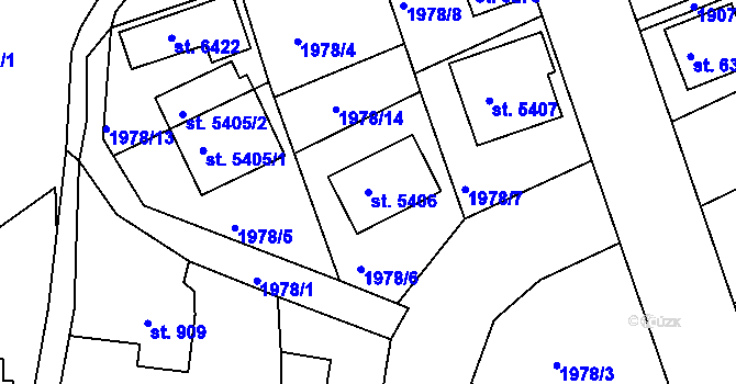 Parcela st. 5406 v KÚ Jablonec nad Nisou, Katastrální mapa
