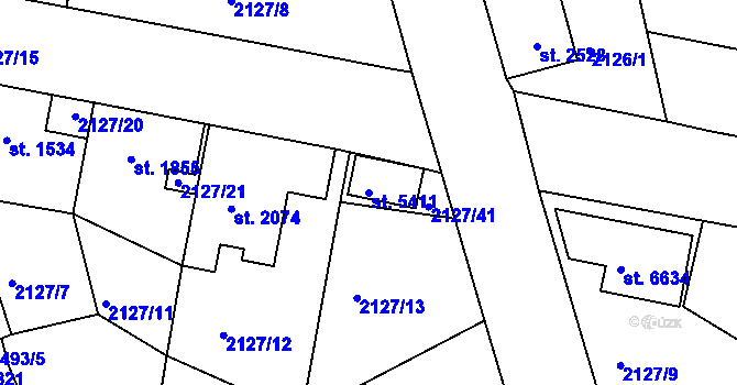 Parcela st. 5411 v KÚ Jablonec nad Nisou, Katastrální mapa