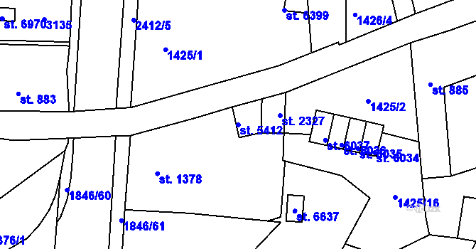 Parcela st. 5412 v KÚ Jablonec nad Nisou, Katastrální mapa