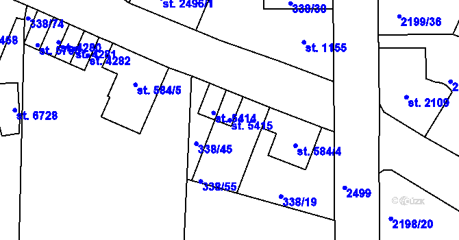 Parcela st. 5415 v KÚ Jablonec nad Nisou, Katastrální mapa