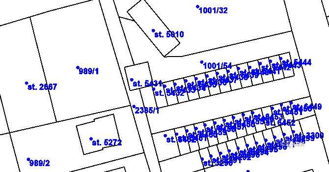 Parcela st. 5433 v KÚ Jablonec nad Nisou, Katastrální mapa