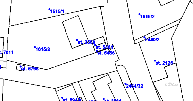 Parcela st. 5465 v KÚ Jablonec nad Nisou, Katastrální mapa