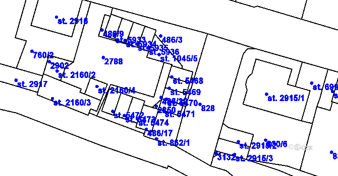 Parcela st. 5469 v KÚ Jablonec nad Nisou, Katastrální mapa