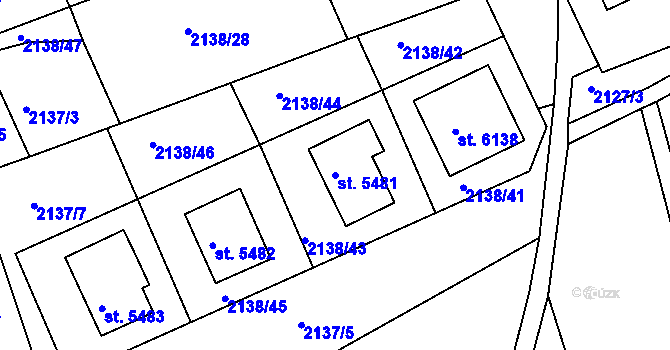 Parcela st. 5481 v KÚ Jablonec nad Nisou, Katastrální mapa