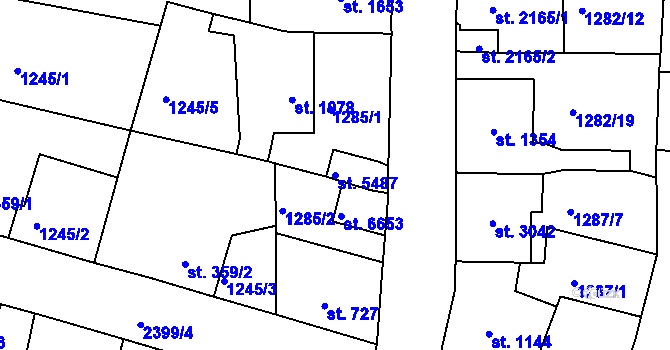Parcela st. 5487 v KÚ Jablonec nad Nisou, Katastrální mapa