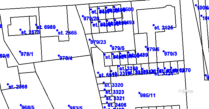 Parcela st. 5492 v KÚ Jablonec nad Nisou, Katastrální mapa