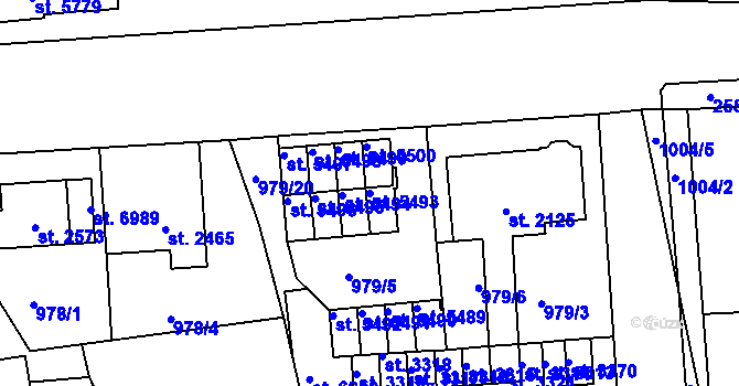 Parcela st. 5493 v KÚ Jablonec nad Nisou, Katastrální mapa