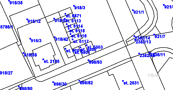 Parcela st. 5503 v KÚ Jablonec nad Nisou, Katastrální mapa