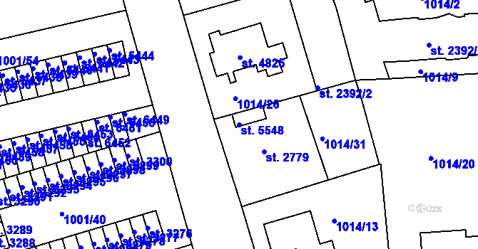 Parcela st. 5548 v KÚ Jablonec nad Nisou, Katastrální mapa