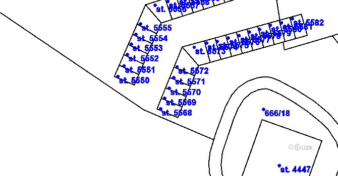 Parcela st. 5570 v KÚ Jablonec nad Nisou, Katastrální mapa