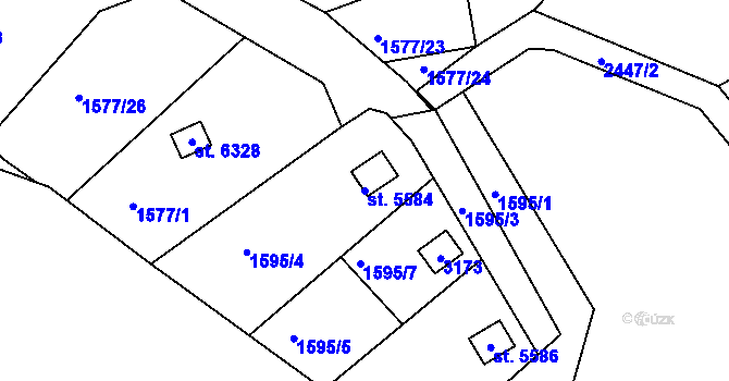 Parcela st. 5584 v KÚ Jablonec nad Nisou, Katastrální mapa