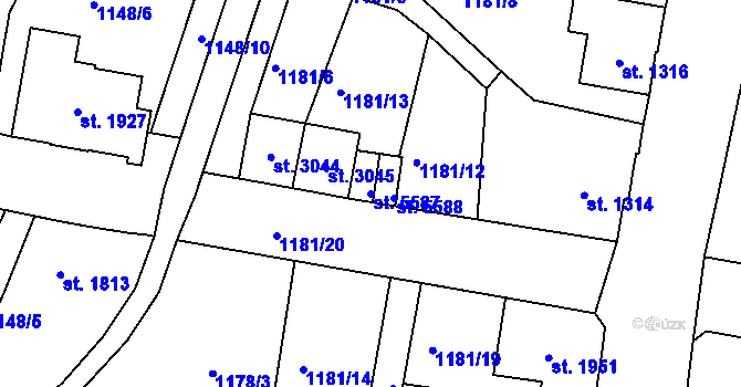 Parcela st. 5587 v KÚ Jablonec nad Nisou, Katastrální mapa
