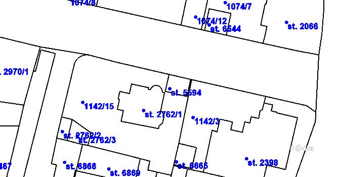Parcela st. 5594 v KÚ Jablonec nad Nisou, Katastrální mapa