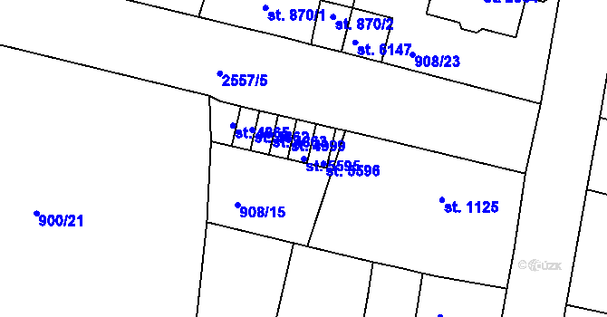 Parcela st. 5595 v KÚ Jablonec nad Nisou, Katastrální mapa
