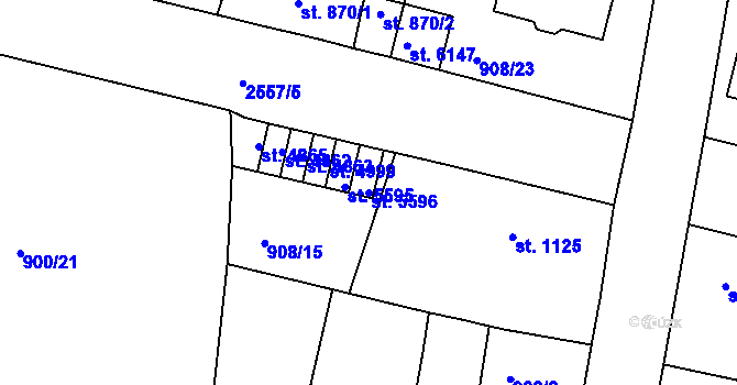 Parcela st. 5596 v KÚ Jablonec nad Nisou, Katastrální mapa