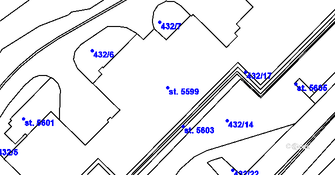 Parcela st. 5599 v KÚ Jablonec nad Nisou, Katastrální mapa