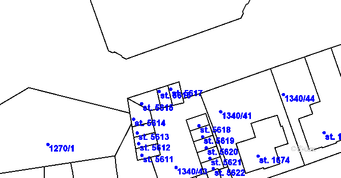 Parcela st. 5617 v KÚ Jablonec nad Nisou, Katastrální mapa