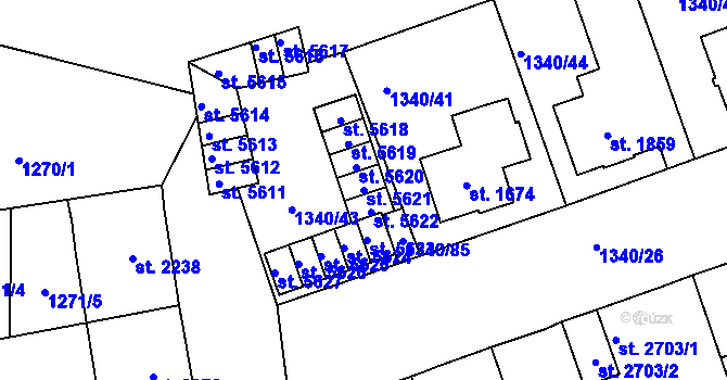Parcela st. 5621 v KÚ Jablonec nad Nisou, Katastrální mapa