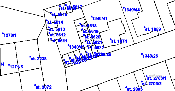 Parcela st. 5622 v KÚ Jablonec nad Nisou, Katastrální mapa