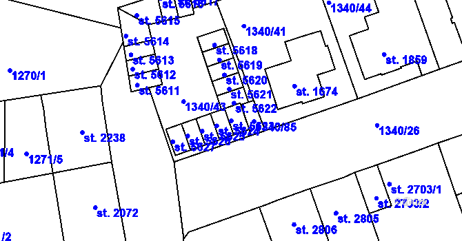 Parcela st. 5623 v KÚ Jablonec nad Nisou, Katastrální mapa