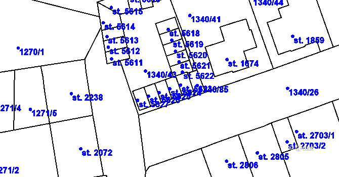 Parcela st. 5624 v KÚ Jablonec nad Nisou, Katastrální mapa