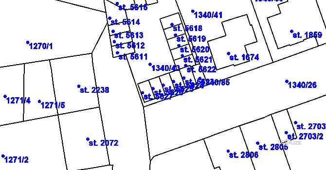 Parcela st. 5625 v KÚ Jablonec nad Nisou, Katastrální mapa