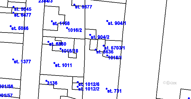 Parcela st. 5636 v KÚ Jablonec nad Nisou, Katastrální mapa
