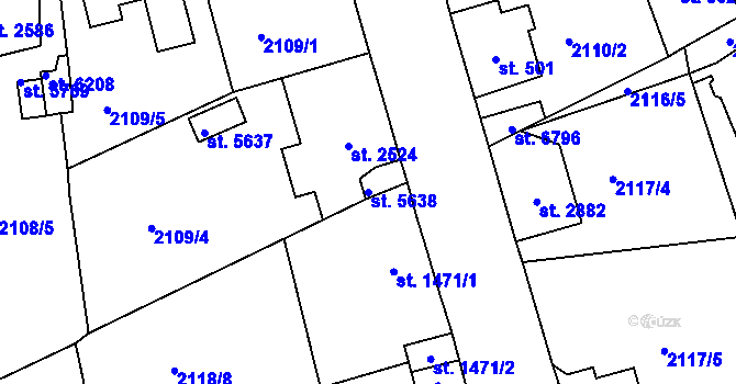 Parcela st. 5638 v KÚ Jablonec nad Nisou, Katastrální mapa