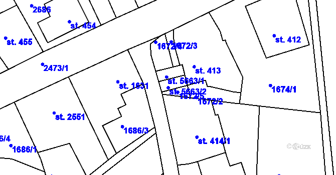 Parcela st. 5663/2 v KÚ Jablonec nad Nisou, Katastrální mapa