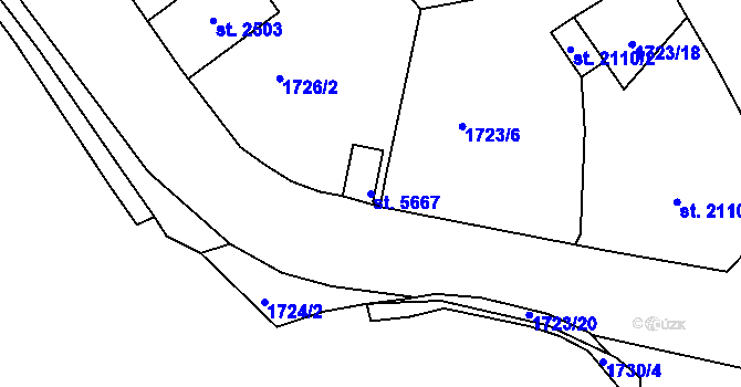 Parcela st. 5667 v KÚ Jablonec nad Nisou, Katastrální mapa