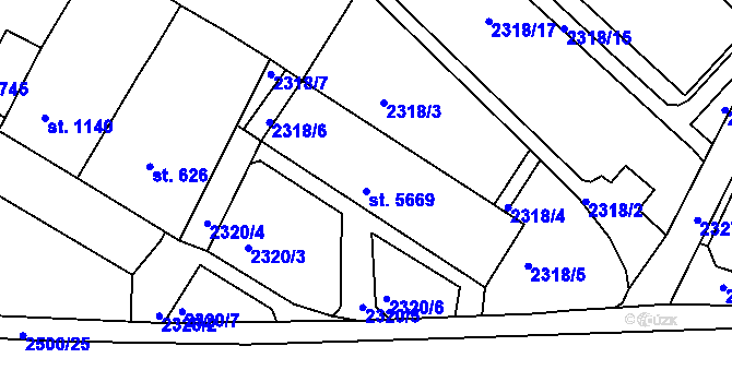 Parcela st. 5669 v KÚ Jablonec nad Nisou, Katastrální mapa