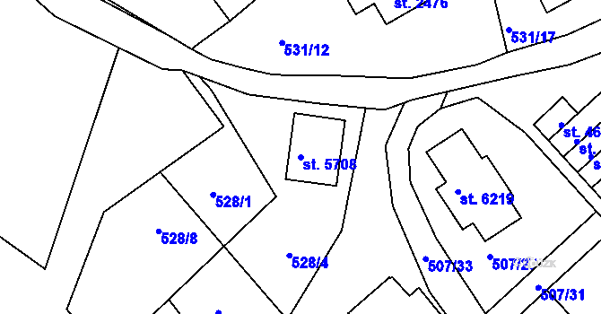 Parcela st. 5708 v KÚ Jablonec nad Nisou, Katastrální mapa